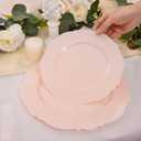 WDF 60pcs Pink Plastic Plates - Baroque Pink Disposable Plates Including 30 Dinner Plates 10.25inch, 30 Dessert Plates 7.5inch for Upscale Wedding/Baby Shower/Spring/Mother's Day