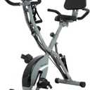 BARWING Stationary Exercise Bike for Home Workout, 5 IN 1 Foldable Indoor Cycling Bike for Seniors, 350LB Capacity, 16-Level Magnetic Resistance, Seat Backrest Adjustments