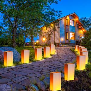 Zhengmy 20 Set Reusable LED Waterproof Luminary Bags, Outdoor Luminaries Bags with LED Fairy Lights Water Box, Luminary Lights for Christmas Wedding Party(Classic)