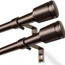 5/8 Diameter Curtain Rods 30-60 Inch, for 30-54 Inch Windows, Adjustable Splicing Bronze Curtain Rods for Windows with Brackets, Window Rod Long Small Curtains Rod, 2 Pack
