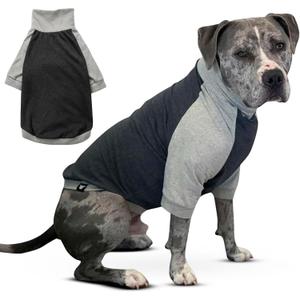 Tooth & Honey Dog Shirt for Large Dogs Breathable Cotton & Spandex Pullover with Full Underbelly Coverage for Allergy Relief & Sun Protection (Large, Grey Dog Shirt)