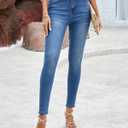 LookbookStore Skinny Jeans for Women Trendy High Waist Slim Fit Comfort Jeggings Jeans Stretchy Denim Pants Work Casual (Blue, XS)