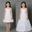 Abaowedding Girls' 3 Hoops Petticoat Full Slip Flower Girl Crinoline Skirt (White)