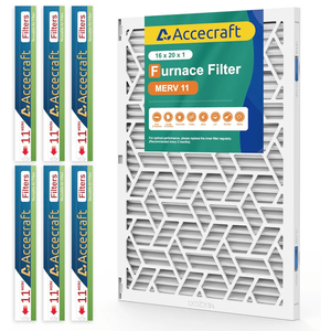 16x20x1 Air Filter MERV 11, Advanced Dust Defense,Cost-effective,1 Reusable ABS Frame + 6 Pack Replaceable, Quality Furnace Filter Media for AC & Furnace Applications（1 Frame+6 Filter）
