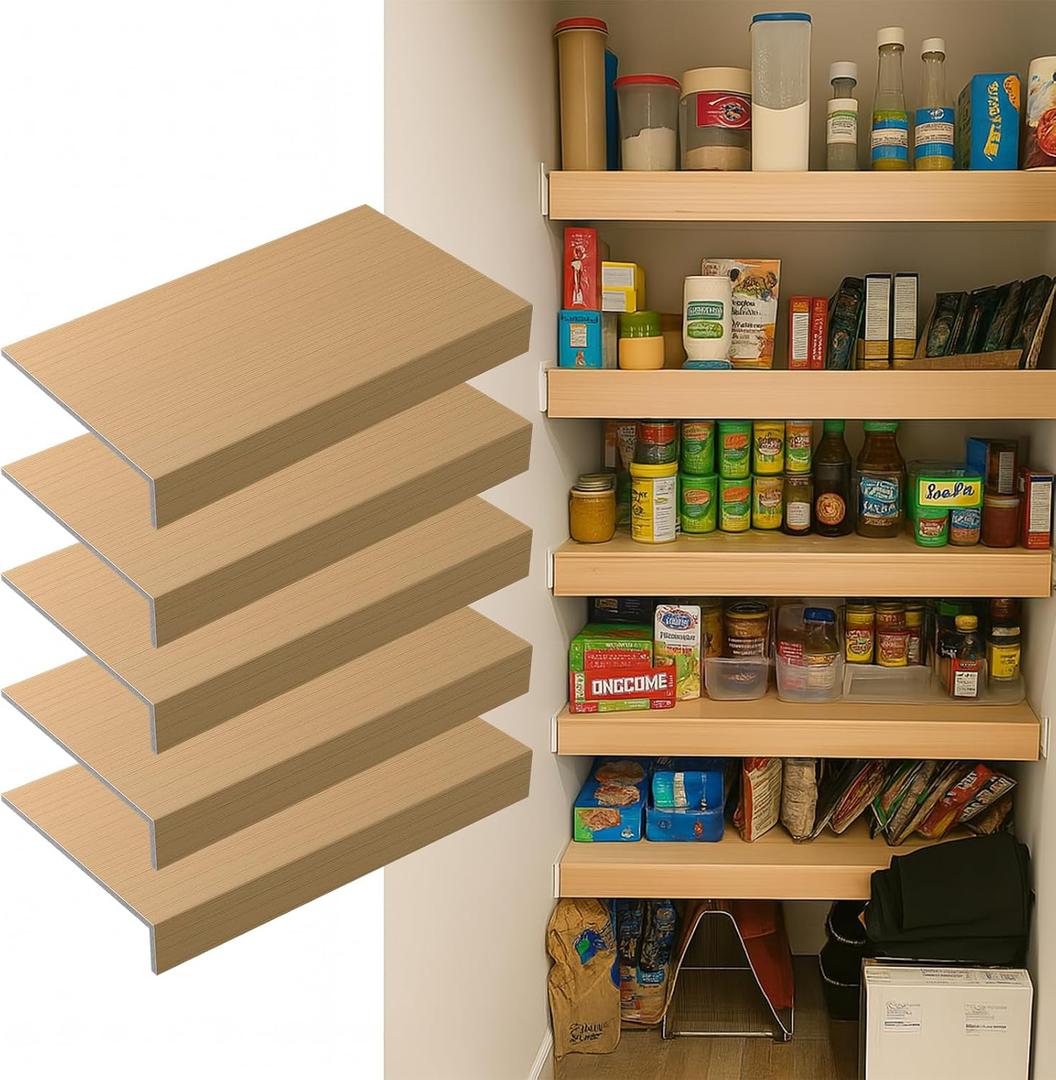 5 Pack 30x16in Wire Shelf Cover for Pantry, Closet, Kitchen Waterproof PVC Wood-Look Wire Rack Covers for Shelves, Multiple No-Tool Installation, 30x16x2in