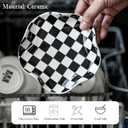 Spoon Rest for Stove Top, 5.3in Checkered Spoon Holder Utensil Rest, Ceramic Spoon Rests for Coffee Bar, Kitchen Gadget Cooking Gift for Housewarming (Black & White Pattern)