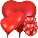 Lunmon 12 Pcs Valentines Heart Shaped Balloons, 58 32 18 Inch Red Heart Shaped Balloons Huge Red Foil Balloons Valentine's Day Love Balloons for Valentine's Day Romantic Decor Special Night