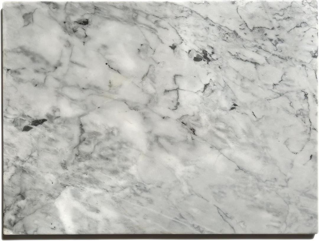 Kota Japan White Marble 12" X 16" Pastry & Cutting Board - Stay-Cool Natural Non-Stick Stone Surface for Dough Rolling, Pizza, Cake and Pie Making - Cheese & Charcuterie Tray Kitchen Countertop Slab