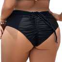 Leoparts Plus Size Women's Bikini Bottom High Waisted Drawstring Swimsuit Bottoms Ruched Full Coverage Bathing Suit Briefs, Large