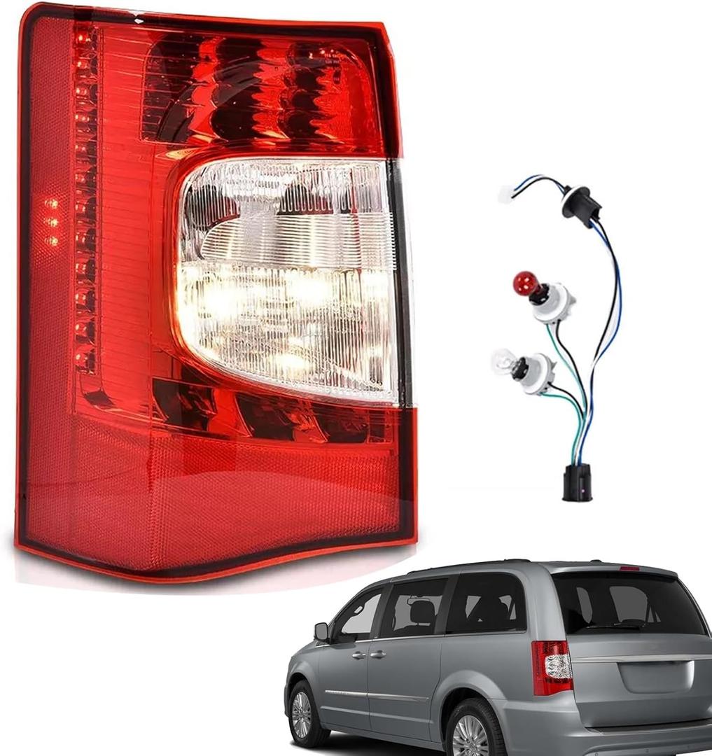For 2011 2012 2013 2014 2015 2016 Chrysler Town & Country Tail Lights w/Bulbs LED Halogen Assembly for 11-16 Town and Country Taillights Brake Rear Lamps, LH Driver Side CH2800198