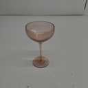 Mary Square 47876 Clear Rim 5 Ounce Durable Ribbed Glass Stemmed Coupe Champagne Cocktail Drink Beverage Cup, Bar Cart Accessory, Everyday & Party Drinkware, Kitchen Home Dcor, Rose Pink