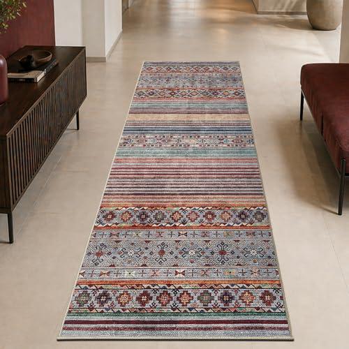 Keen Home Design 30"x120" Rug - Machine Washable Runner Rug with Non-Slip Backing, Ideal for Hallway, Entryway, Kitchen, Laundry Room - Vintage, Easy Clean, Durable, Low Pile - (2'6" x 10')