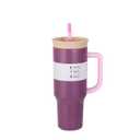 Owala Stainless Steel Triple Layer Insulated Travel Tumbler with Spill Resistant Lid, Straw, and Carry Handle, BPA Free, 40 oz, Dusty Pink