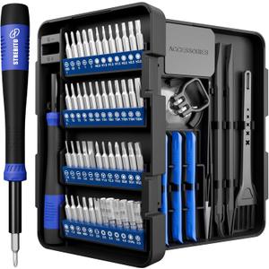 STREBITO Small Precision Screwdriver Set 64-piece with Torx, Triwing, Pentalobe, Electronics Repair Tool Kit for Computer, PC, Laptop, Macbook, Tablet, Phone, PS5, XBOX, Switch, Glass, Ring Doorbell (Blue)