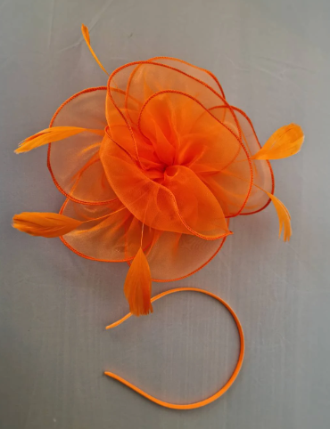 New Orange Fascinator Hatinator With Clip Headband