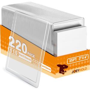 220 Card Sleeves Top Loaders for Cards,Premium Plastic Baseball Card Sleeves,3"x 4"Trading Cards Holder,Sports Baseball Football Game Cards Protectors(110 Hard Sleeve+110 Soft Sleeve)