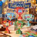 Frienda 48 Set Father's Day Trophy Craft Kit Make Your Own Best Dad Super Dad Trophy Craft DIY Tabletop Party Decoration for Classroom Family Home Activities School Father's Day Party Favors