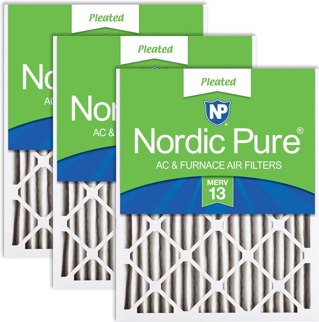 Nordic Pure 24x30x2 Pleated MERV 13 Air Filters 3 Pack | Actual Size: 23 1/2 x 29 1/2 x 1 3/4 Made in USA, Advanced HVAC Filtration, Mid-Sized Airborne Particles, Pet Dander & Smoke