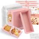 OAMCEG 7.5x3.3 Inch Small Charcuterie Boxes with Clear Lids,30Pcs Mini Bakery Containers, Disposable To Go Food Paper Boxes for Sandwich, Cookie, Pastry, Cake Slice (Pink)