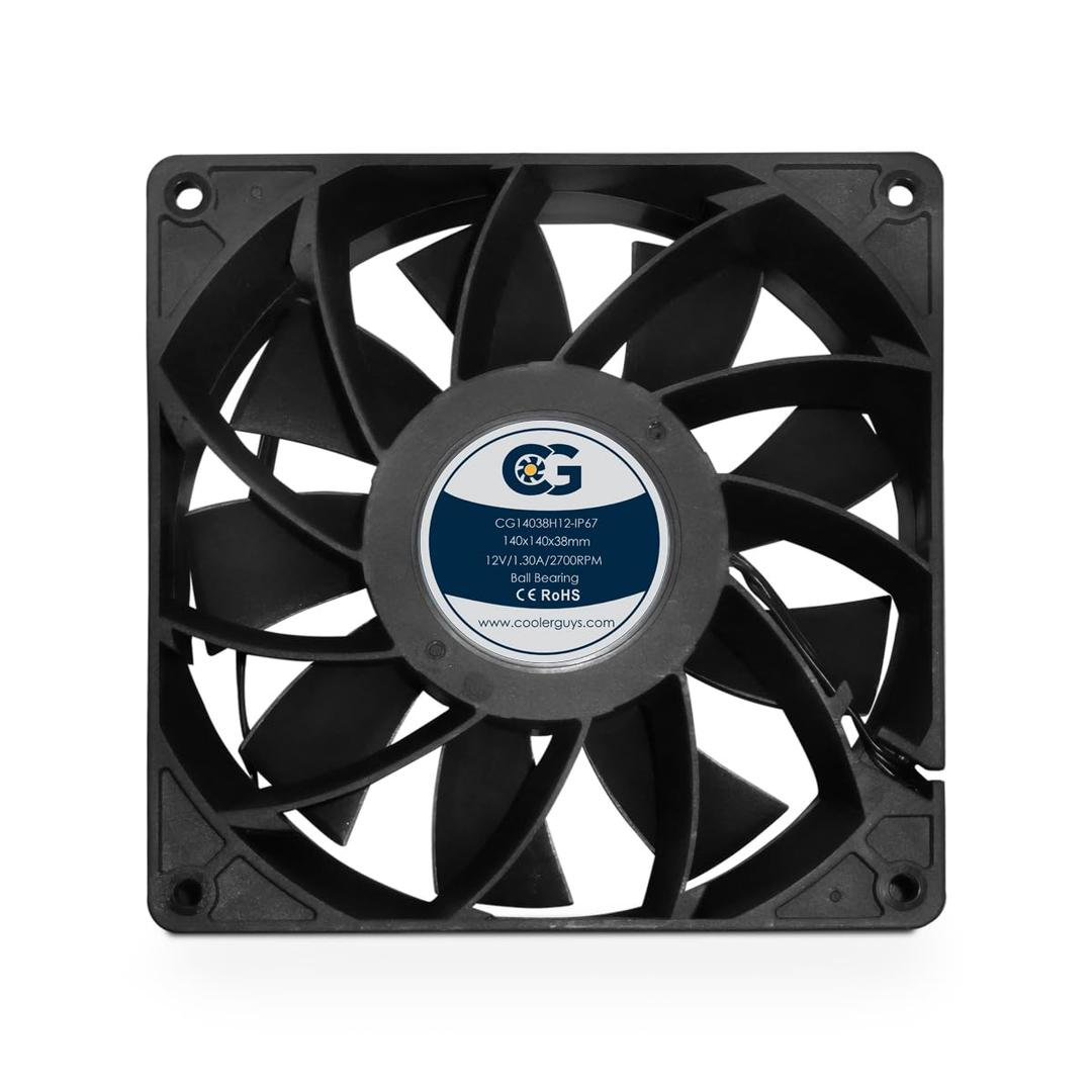 Coolerguys 12vDC Waterproof IP67 Fan (High Speed, 140x38mm)