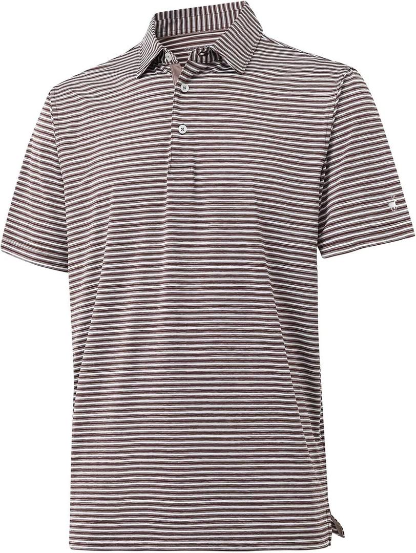 Rouen Golf Shirts for Men Moisture Wicking Lightweight Dry fit Performance Sports Stripe Collared Golf Polo Shirts for Men (S)