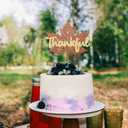 2 x Gyufise 1 Pack Thankful Glitter Cake Topper Happy Thanksgiving Day Cake Decoration for Fall Harvest Party Clear Treat Picks Autumn Party Supplies (Brown)