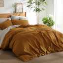 Bedsure Linen Duvet Cover King - Linen Cotton Blend Bedding Set, Soft & Cozy, 3 Pieces, 1 Duvet Cover 104x90 Inches and 2 Pillowcases, Honey Ginger Color Cooling Bedding, Comforter Sold Separately (King (104" x 90"), 07 - Honey Ginger (No Comforter))