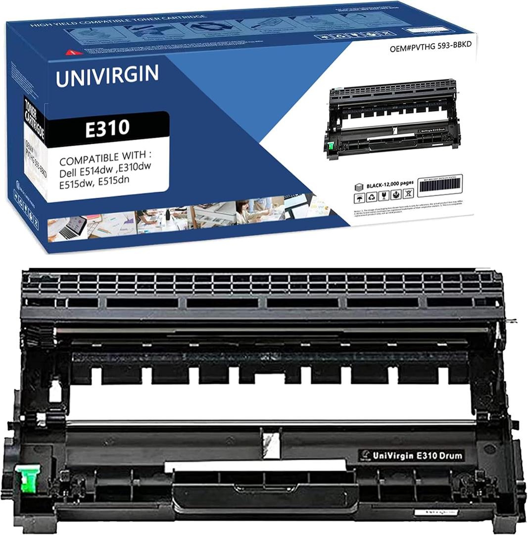 Compatible E310 Drum Unit Replacement for Dell E310 E514 E515 Drum Unit for use in Dell E310dw E514dw E515dw E515dn Printers (Black,1-Pack)