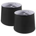 Lamp Shades Set of 2, 11"x13"x10" Large Black Lampshades, Drum Lampshade for Table Lamps Floor Lamp, Natural Linen Fabric Replacement Lamp Shade, Hand Crafted Medium Lampshade, Easy Assembly