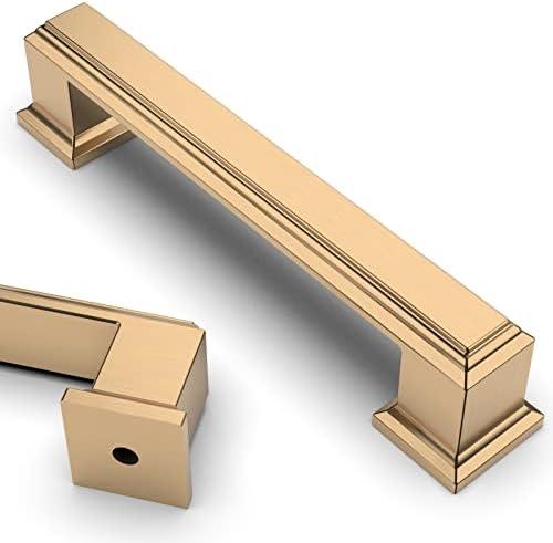 Asidrama 10 Pack 3.75 Inch(96mm) Champagne Bronze Kitchen Cabinet Handles,Brushed Brass Cabinet Pulls Kitchen Cabinet Hardware for Cupboard Gold Drawer Pulls