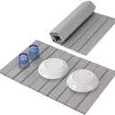 Oxydrily Large Stone Dish Drying Mat for Kitchen Counter, Ultra Absorbent Diatomaceous Earth Mat with PU Leather Cover Stain-resistant Quick Drying, Collapsible Stone Mats for Dishes Cups 23.6"x15.3"