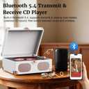 RetroAudio CD Player with Speakers Retro Portable CD Players for Home Music Player with Remote Control,V5.4 Bluetooth in&Out Desktop Suitcase CD Player with AUX in, Headphone Jack,USB PlaybackWhite