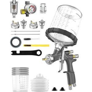 InoKraft D1 LVLP Air Spray Gun Premium Kit with 22 Ounce Disposable Paint Cups, Easy to Use, Paint Gun for Cars & House DIY Painting, 1.3/1.5/1.7mm Nozzles, with Paint Sprayer Accessories