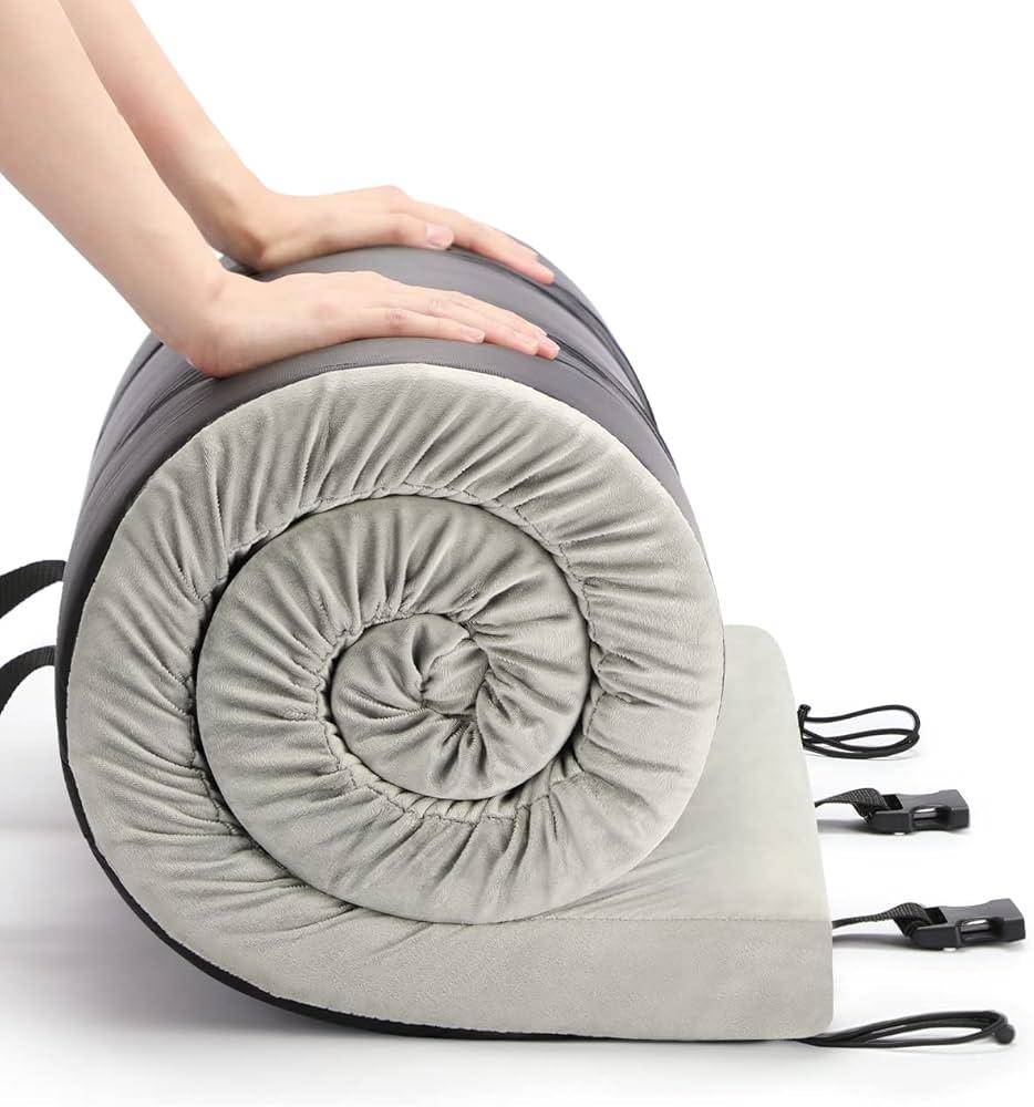 Willpo CertiPUR-US Foam Camping Mattress, Travel Cot Mattress Pad Portable Roll Up Sleeping Mattress Mats Guest Floor Bed for Camping Cot w/ Removable Waterproof Velboa Cover & Travel Bag, Small/Single/Large