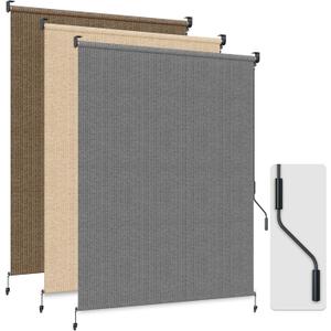 HOMEDEMO Outdoor Roller Shades for Patio, 6'W x 6' H Roll up Shade for Outside, Sun Roller Shade Cloth Roll Blinds Cordless Waterproof for Porch Gazebo Pergola Balcony Backyard Grey