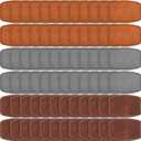 Dunzy 60 Pcs Blank Leatherette Hat Patches with Adhesive Rustic Rounded Rectangle Patch Faux Leather Patches for Hats Costumes Fabric Repair Sew Laser Supplies(Khaki, Gray, Brown,2x3inch)