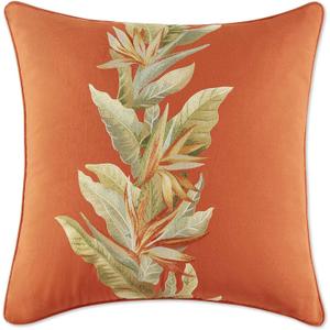 Tommy Bahama Throw Pillow Soft Cotton Bedding, Stylish Tropical Home Decor, 20 in x 20 in, Birds of Paradise Orange