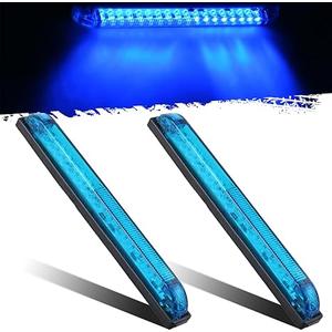 Partsam 2pcs Blue 30 LED 8 inch Utility Strip Light Bar, Trailer Truck Marker Light, 12V Low Current Draw, Slim Line Boat Marine Led Lights, Surface Mount