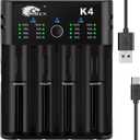 IMREN 18650 Battery Charger,21700 Battery Charger for 3.7V 14500 10400 18500 18350 18650 18700 20700 21700 22650 26650 Li-ion Battery,1.2V Ni-MH/Ni-Cd Battery,4 Bay 18650 USB C Charger