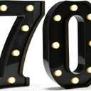 Pooqla Light Up Numbers, Lighted Marquee Number Sign for 70th Birthday Party Decor, Battery Powered LED Number Lights for 70 Party Decor, Lights Sign for Wall Home Anniversary, Decoration 70 (Black)