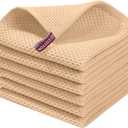 Homaxy 100% Cotton Waffle Weave Kitchen Dish Cloths, Ultra Soft Absorbent Quick Drying Dish Towels, 12 x 12 Inches, 12-Pack, Apricot