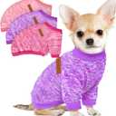 3 Pack Dog Sweaters for Small Dogs Girl Boy Winter Fleece Clothes Warm Soft Dog Sweatshirt Outfit for Dogs Cats Pet Apparel, Pink+Rose+Purple, L