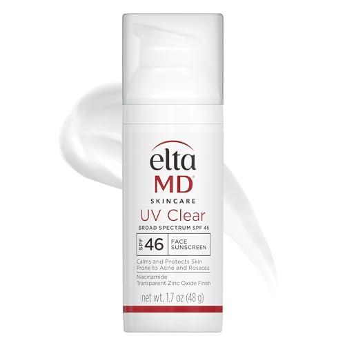 EltaMD UV Clear Face Sunscreen SPF 46, Oil Free for Face with Zinc Oxide, Dermatologist Recommended Sunscreen Lotion, For Acne-Prone Sensitive Skin, 1.7 oz Pump exp 2027/06