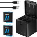 Battery Charger for GoPro Hero 11/10/9 Black, 2 Pack Batteries Go Pro 9 10 11 with 3-Channel USB Charger Station Storage Quick Charging Box for Hero 11 Hero 10 Hero 9