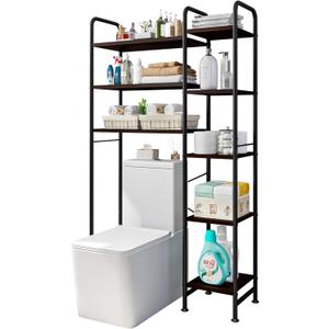 Over The Toilet Storage Bathroom Organizer Shelf Freestanding Space Saver with Toilet Multifunctional Rack (BlackOak) (Blackoak-a)