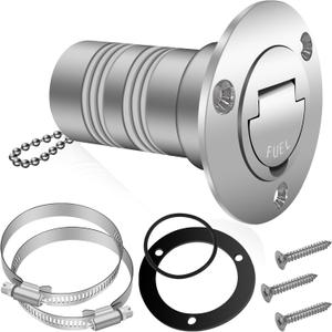 Boltigen 1-1/2"(38mm) Boat Gas/Fuel Deck Fill/Filler with Keyless Cap1.5inch Stainless Steel Deck Filler Marine Hardware for Boat, Yacht, Caravan, Mirror- Polished Head