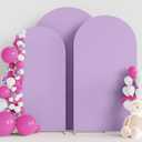 Wokceer Wedding Arch Backdrop Cover (7.2FT, 6.6FT, 6FT) Set of 3 Spandex Fitted Wedding Arch Stand Covers for Round Top Chiara Backdrop Stands Cover for Birthday Party Ceremony Decor Lavender