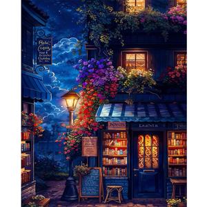 Bookstore Canvas Paint by Numbers for Adults,Painting by Numbers Bookstore DIY Acrylic Paint by Numbers Kits on Canvas Drawing Colorful Paintworks Artwork for Adults,Home Wall Decor(16X20inch)