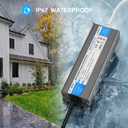 LED Driver 200 Watts Waterproof IP67 Power Supply 85V-265V AC to 12V DC Converter,Quiet and Small LED Transformer Low Voltage Output with 3-Prong Plug 3 Feet Cable for LED Light Strip, Outdoor