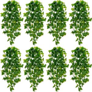 BLEUM CADE Fake Hanging Plants, 8pcs Artificial Hanging Plant, Faux Pothos Vines Greenery for Wall Home Living Room Office Indoor Outdoor Decor (No Baskets)